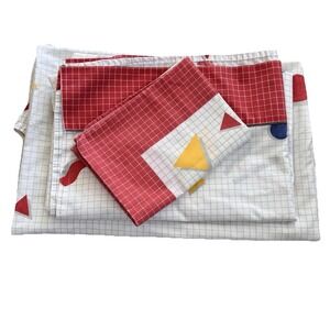 VTG Cannon Grid Geometric Graphic "DJ Tanner Full House" Twin Sheet FULL SET